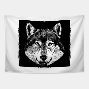 Wolf Head Hand Drawn Tapestry