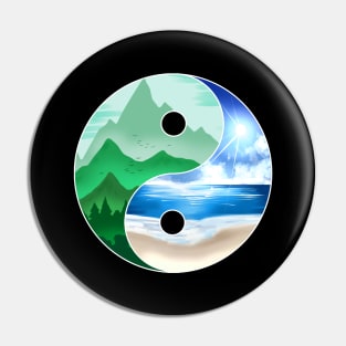 Logo Yin And Yang - Mountains And Ocean For Earth Day Pin