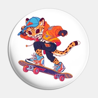 leopard skater Pin