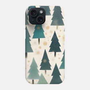 Green and Gold Christmas Tree Pattern Phone Case