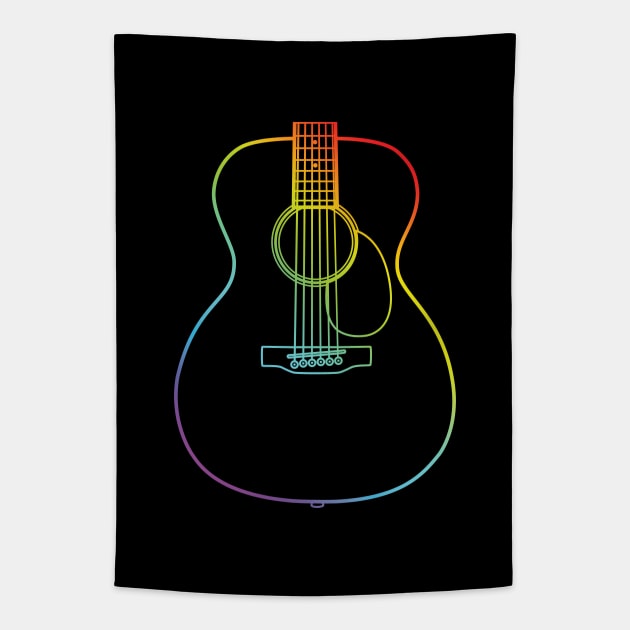 Concert Style Acoustic Guitar Body Colorful Outline Tapestry by nightsworthy