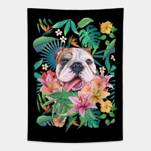 Tropical Red White English British Bulldog 2 Tapestry