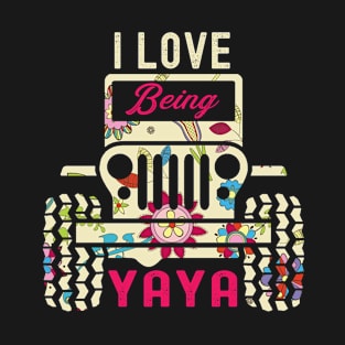 I Love Being Jeep Yaya Cute Flower Jeep Men/Women/Kid Jeep T-Shirt