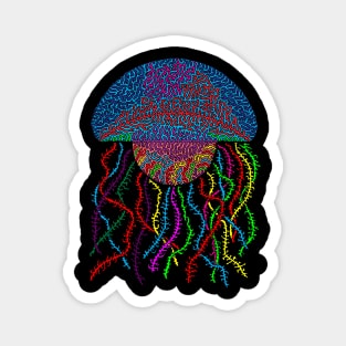 Rainbow Jellyfish - transparent background Magnet