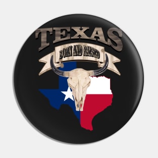 1980s Western Bull Skull Born and Raised Lone Star Texan Texas Pin