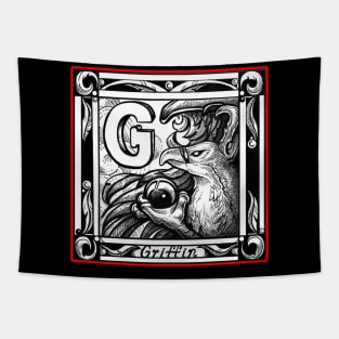 G is For Griffin - Red Outline Version Tapestry