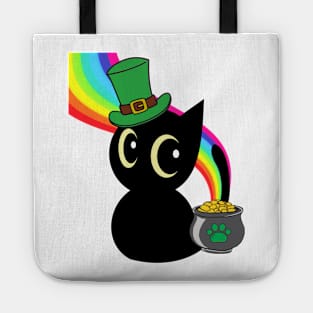 Funny black cat celebrates st patricks day Tote