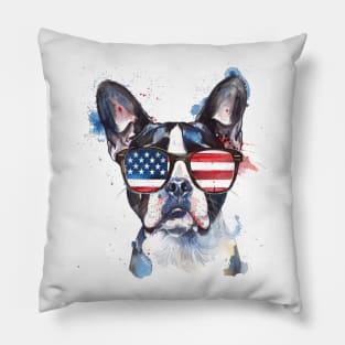 Boston Terrier 'Merica Sunglasses Pillow