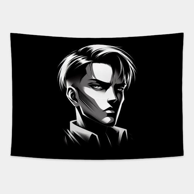 Levi (Attack On Titan- Black & White) Tapestry by AnimeArtisan