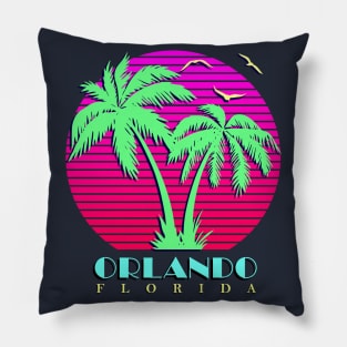 Orlando Florida Palm Trees Sunset Pillow