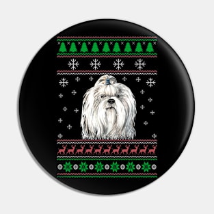 Cute Shih Tzu Dog Lover Ugly Christmas Sweater For Women And Men Funny Gifts Pin