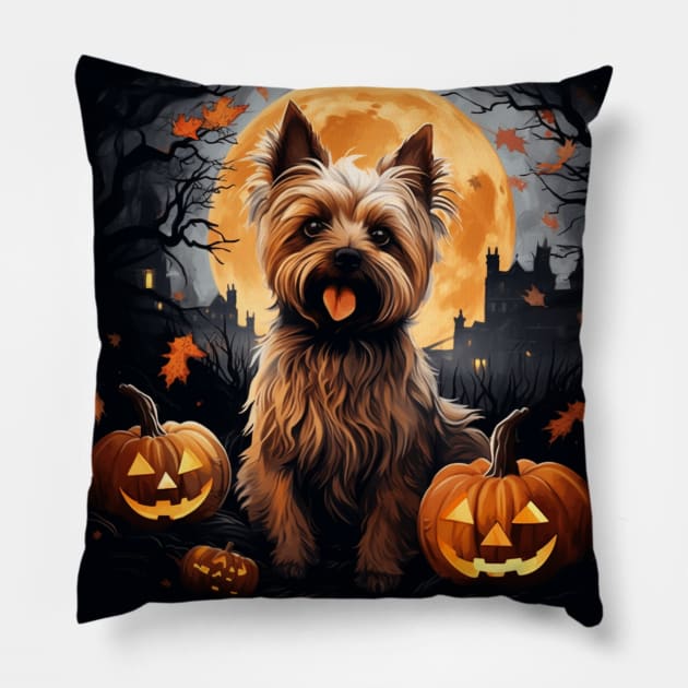 Cute Silky Terrier for Halloween Pillow by NatashaCuteShop