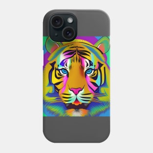 90s Bright Colorful Tiger Head Phone Case