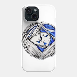 Eternal Unity: Abstract Faces in Heart-Shaped Embrace No. 641 Phone Case