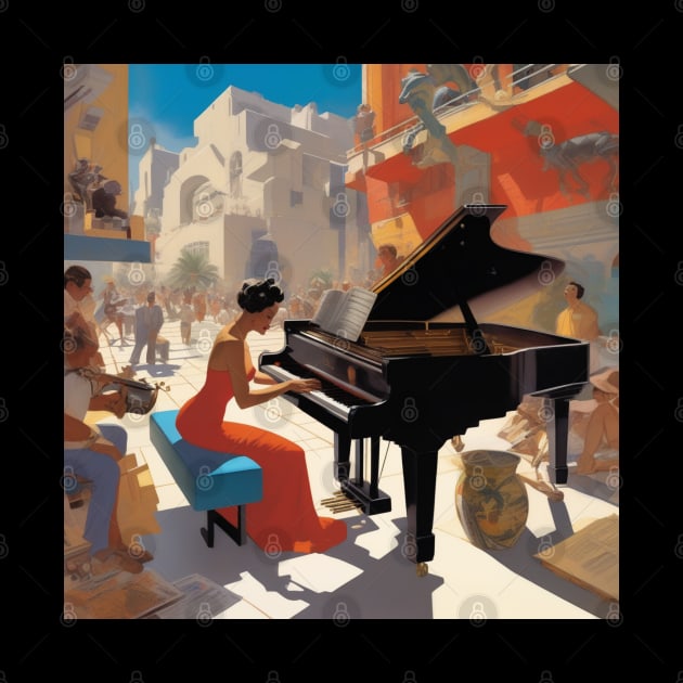 A Pianist Performing In An Exotic City by Musical Art By Andrew