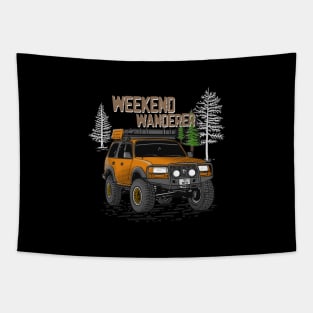 Toyota Land Cruiser Weekend Wanderer - Orange Toyota Land Cruiser for Outdoor Enthusiasts Tapestry