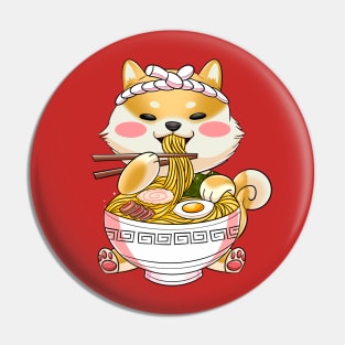 Shiba Inu Eating Ramen Pin