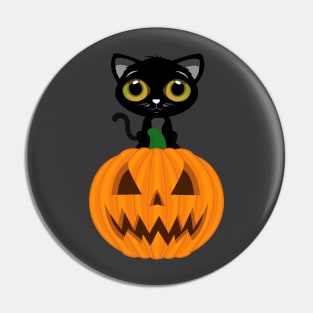 Black Kitten & Jack O Lantern Pin