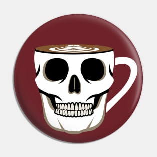 Skull Coffee Cup Illustration Pin