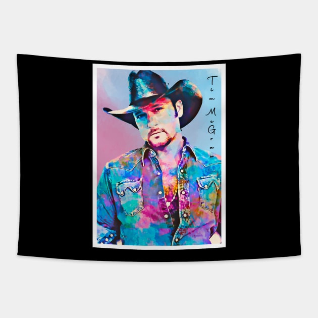 Poster Art Tim McGraw Cowboy Hat Tapestry by Next And Stop
