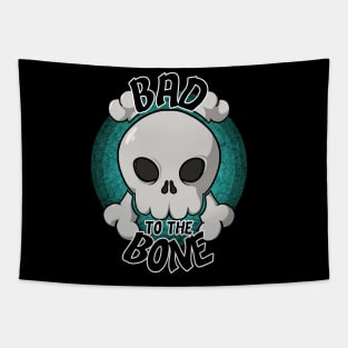 Bad to the bone skull (turquoise) Tapestry