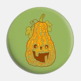 Halloween Pumpkin with Warts. Humor illustration Pin