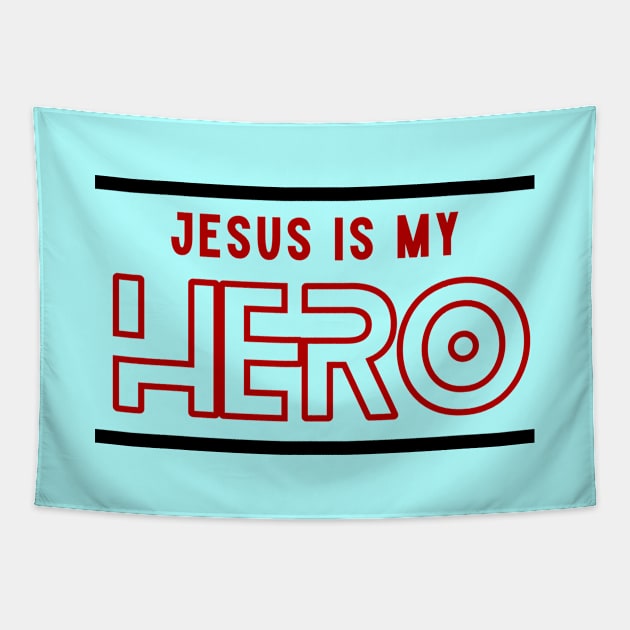 Jesus Is My Hero | Christian Typography Tapestry by All Things Gospel