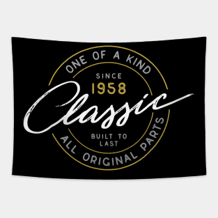 60th Birthday T-Shirt 1958 Classic Vintage Car Motorcycle T Tapestry