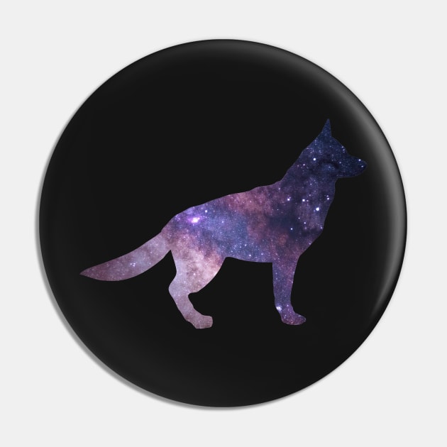 Galaxy Dog Silhouette- German Shepherd Pin by vanityvibes