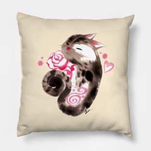 Rose in cat heart Pillow