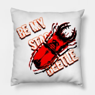 stag beetle popart with text be my stag beetle Pillow