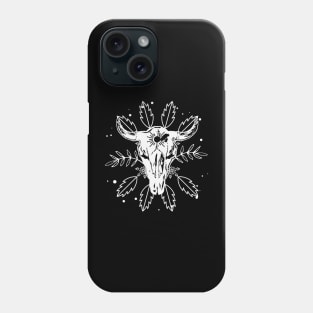 Boho Feathered Cow Skull Phone Case