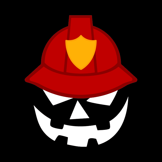 firefighter Scary Pumpkin Smiling Halloween by foxmqpo