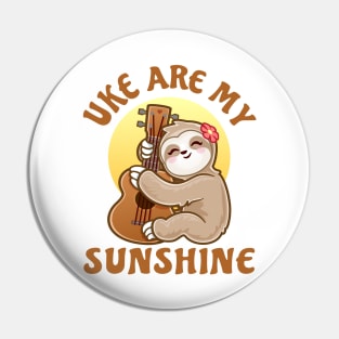 Cute girls music lover ukulele player sloth Pin