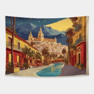 Costa del Sol Beach Starry Night Spain Travel Tourism Retro Vintage Tapestry