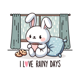 I Love Rainy Days. Cozy Rabbit. T-Shirt