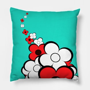 Red and White Flowers Pillow