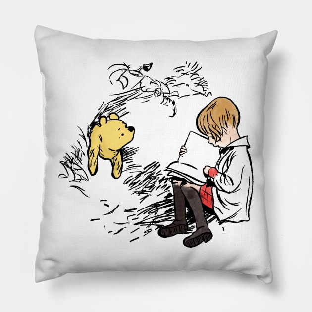 Vintage Winnie the Pooh and Christopher Robin Pillow by Boyanton Designs