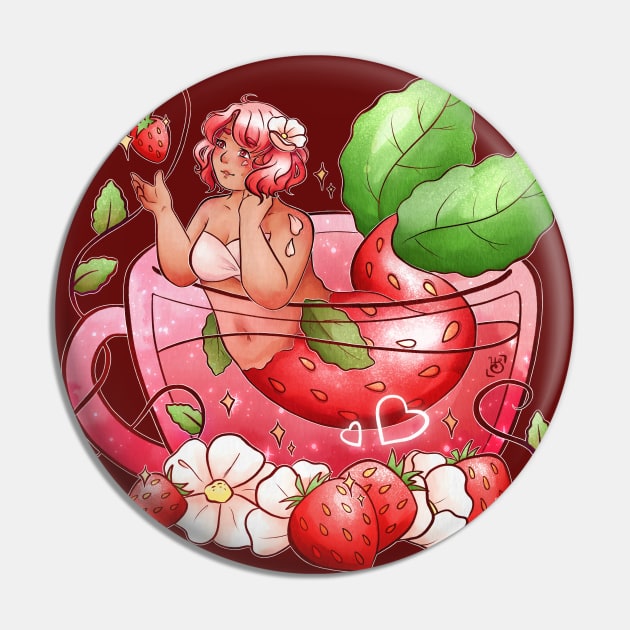 Mermaid Teacup - Strawberry Sweetheart Pin by heysoleilart