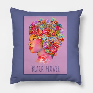 Black girl with floral hair, black lives matter, african american Pillow