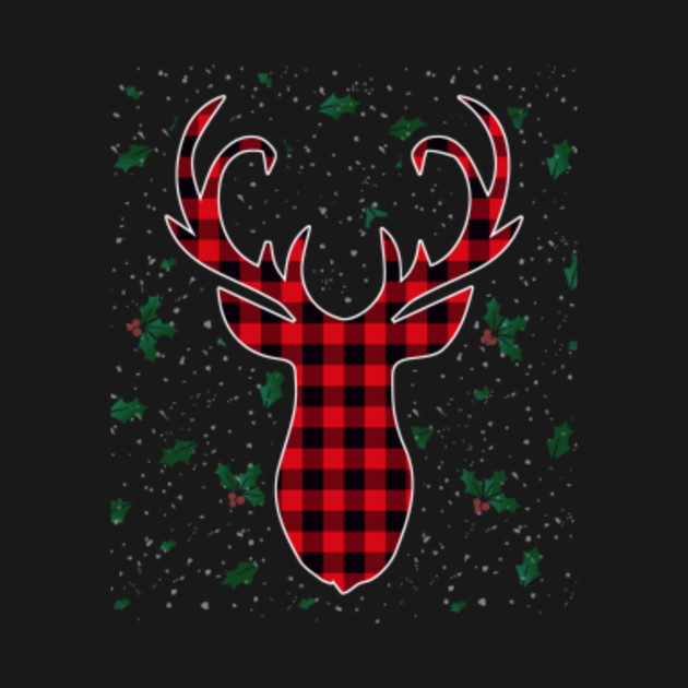 Disover Red & Black Buffalo Plaid Flannel Christmas Deer Gift - Red Black Buffalo Plaid Flannel Chris - T-Shirt