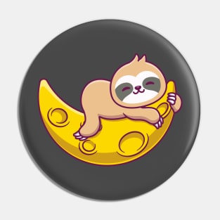 Cute Sloth Sleeping On Sickle Moon Pin