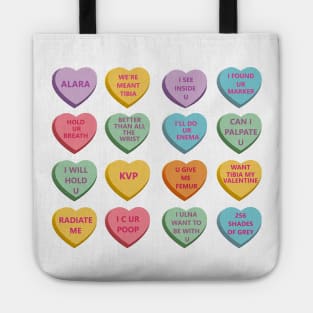 Funny Xray Valentines Candy Hearts WT Background Tote