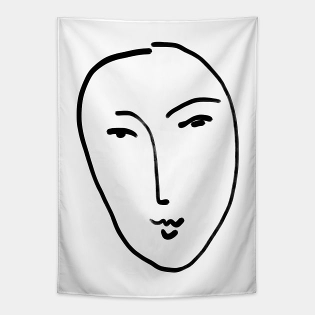 Matisse Line art Face #2 Tapestry by shamila