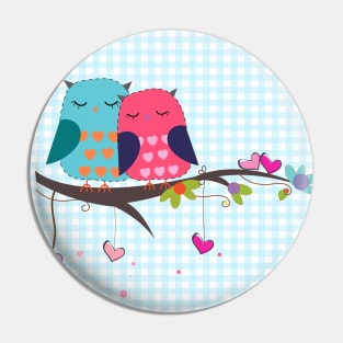 Lovers owl with heart Pin