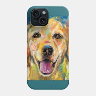 Artistic and Colorful Painting of Golden Retriever Smiling Phone Case