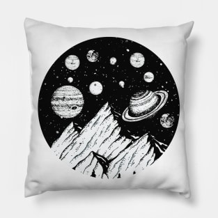 Solar System Planets Mountain Hiking Camping Universe Space Pillow