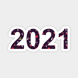 Numbers 2021 with the symbols of the new year Magnet