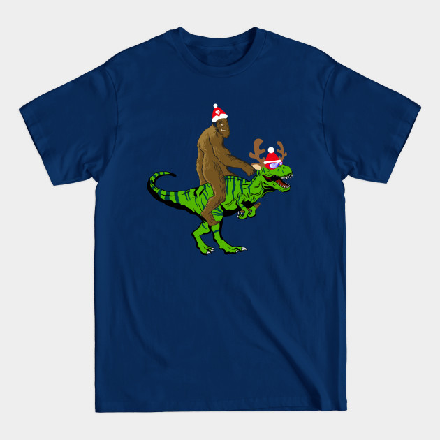 Discover Bigfoot Riding a T Rex Going for Christmas Party - Bigfoot Sasquatch I Believe - T-Shirt