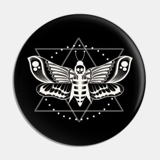 Black and White Deaths Head Hawkmoth Skull Moth Tattoo Design Pin